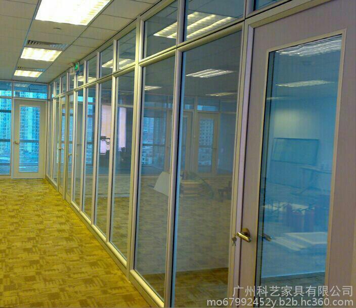 办公高隔断双面钢化玻璃隔音高隔墙铝合金屏风高隔断带百叶图片