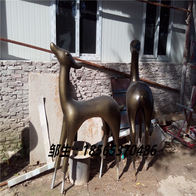抽象鹿雕塑_仿铸铜抽象鹿雕塑_玻璃钢抽象艺术鹿雕塑定制