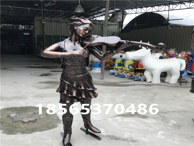 商业步行街雕塑摆设玻璃钢仿铜少女陶醉拉小提琴演奏人物雕像