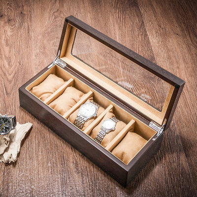 木质天窗手表盒五格木制礼品盒 透明展示盒首饰手链收纳盒可定做
