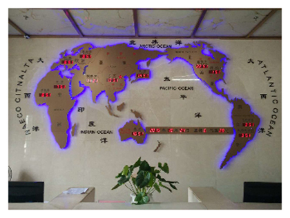酒店大堂背景墙装饰 酒店大堂钟电子钟 电子地图钟