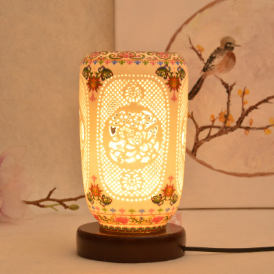 景德镇陶瓷镂空中式创意艺术台灯古典简约床头暖光装饰台灯