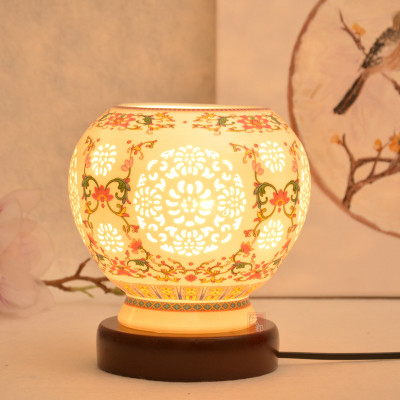 景德镇陶瓷镂空中式创意艺术台灯复古简约床头暖光装饰台灯