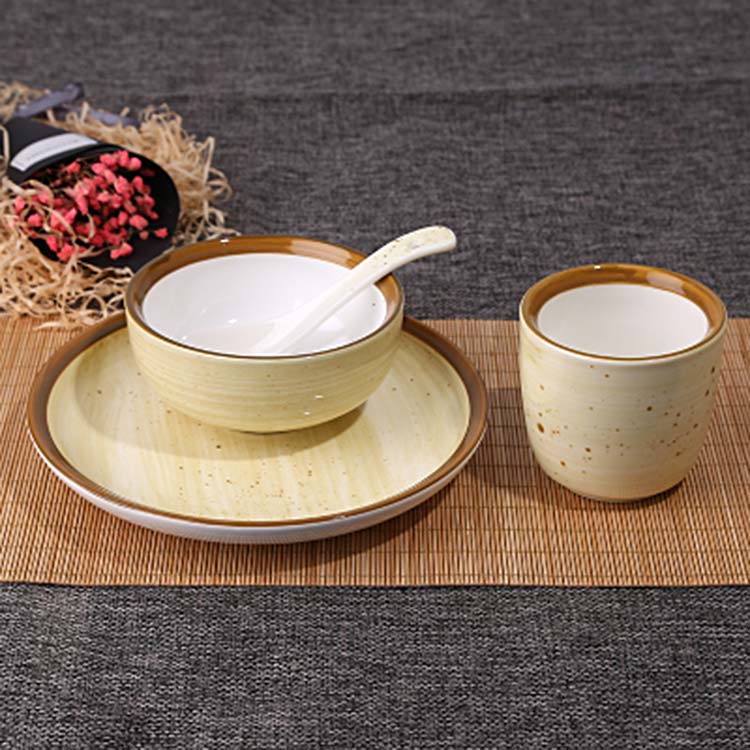 创意陶瓷中式餐具套装 复古酒店用品摆台四件套盘碗碟子可印字