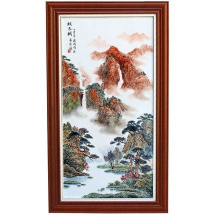 厂家定制青花粉彩装饰工艺画 室内装饰背景墙瓷板画