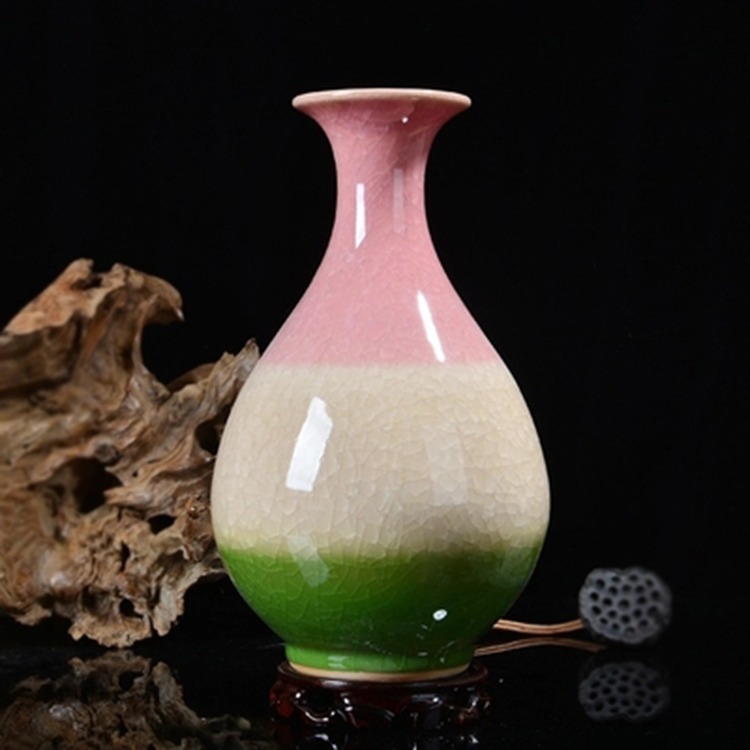 新中式客厅插花摆件干花装饰欧式陶瓷色釉花瓶桌面家用