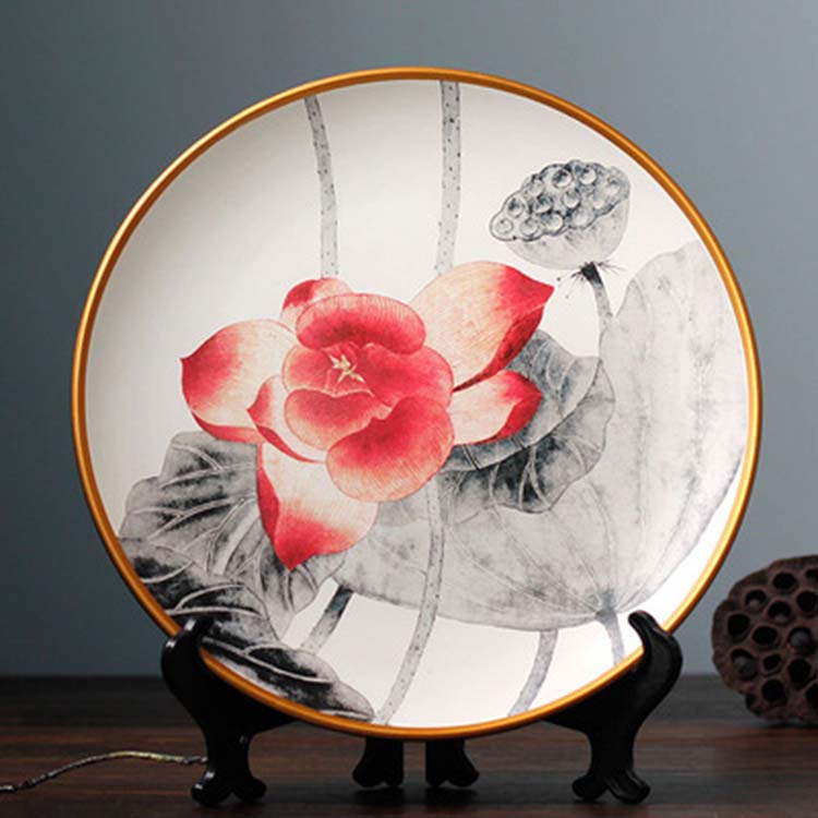 创意时尚简约现代客厅书房陶瓷圆盘摆件家居装饰品可来样定制