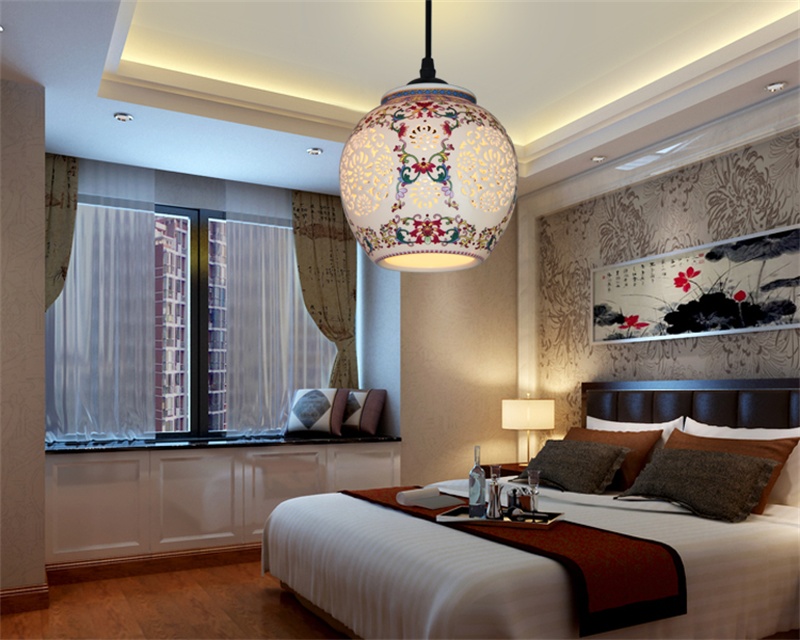 客厅卧室装饰灯 薄胎陶瓷 花团锦簇 餐厅吊灯