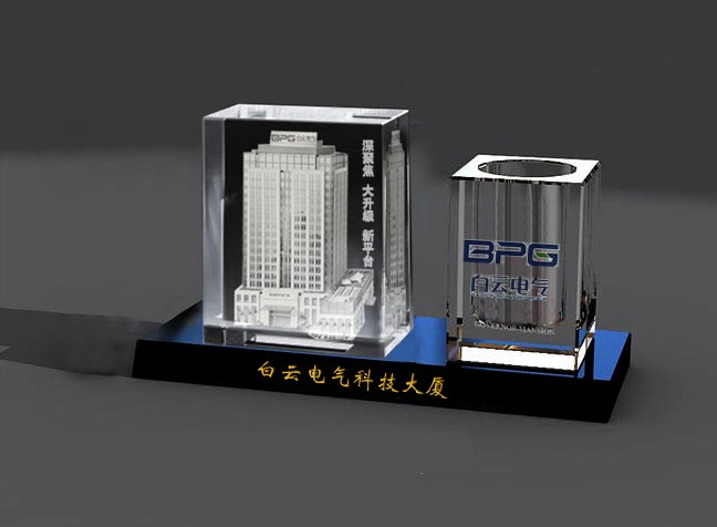 大厦竣工仪式纪念品 大楼模型纪念品 广州水晶工艺品礼品厂家