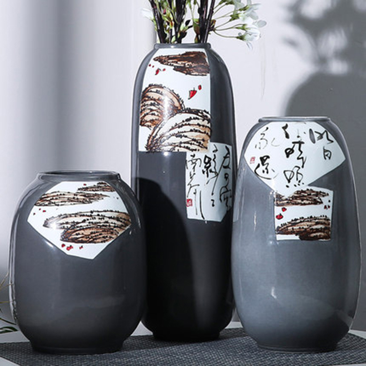 简约创意花瓶摆件 玄关客厅电视柜花瓶3件套 北欧家居装饰瓷瓶