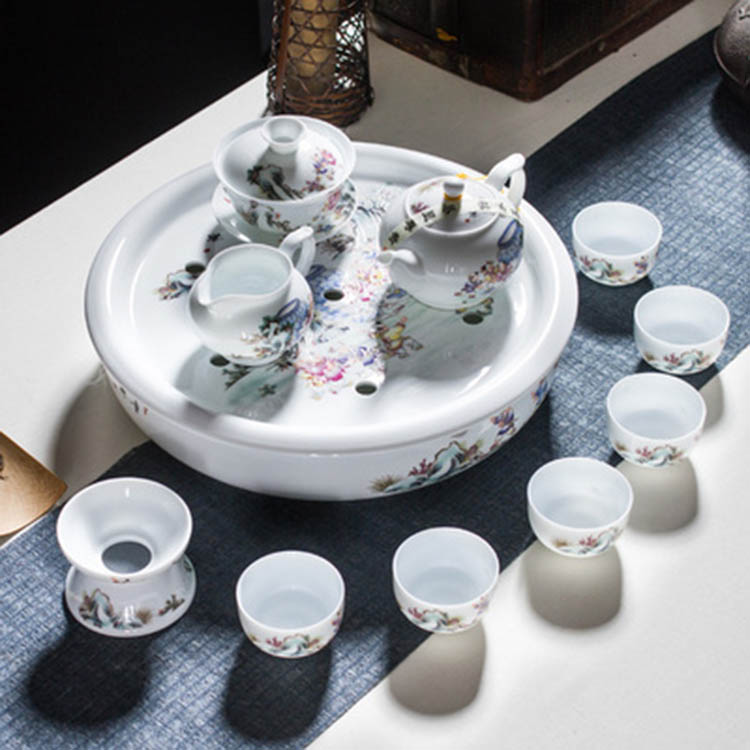 汝窑功夫茶具套装办公室家用陶瓷简约青瓷喝茶泡茶壶整套茶具礼盒