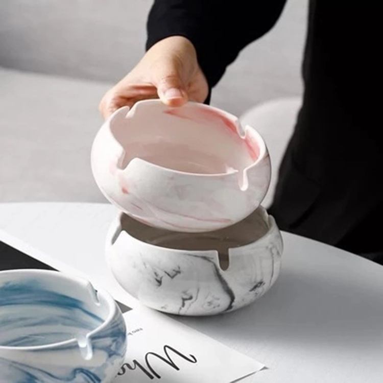 大理石纹烟灰缸 简约大号客厅茶几创意个性潮流多功能陶瓷烟灰缸