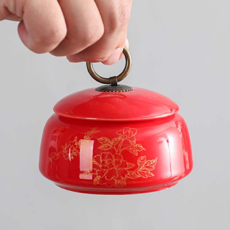 茶叶罐陶瓷密封罐便携式  茶仓小号普洱红茶罐包装盒中药药粉罐