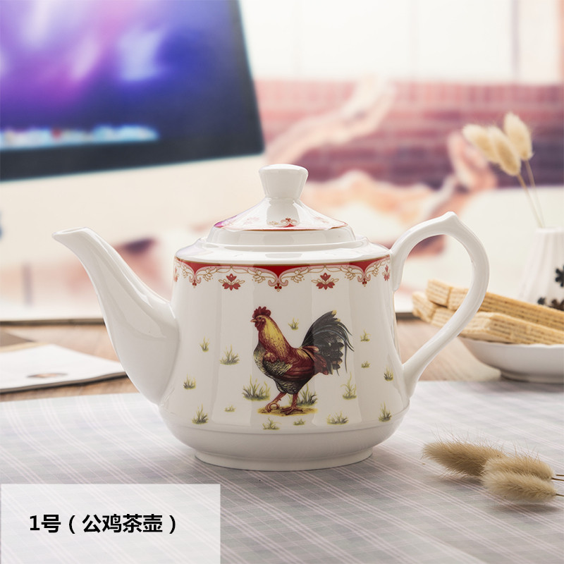 纯白陶瓷骨质瓷大号高温泡茶壶过滤冷水壶咖啡壶家用茶壶茶具瓷器