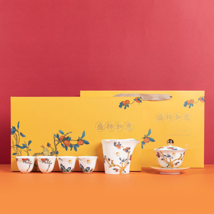 景德镇白瓷功夫茶具 中式盖碗茶具 陶瓷家用套装礼品定制
