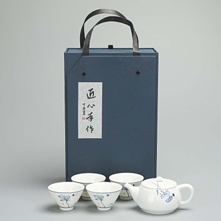 景德镇创意山水茶壶4杯 家用功夫茶具 旅行茶壶茶具礼品