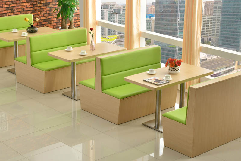 重庆茶餐厅板式实木卡座沙发